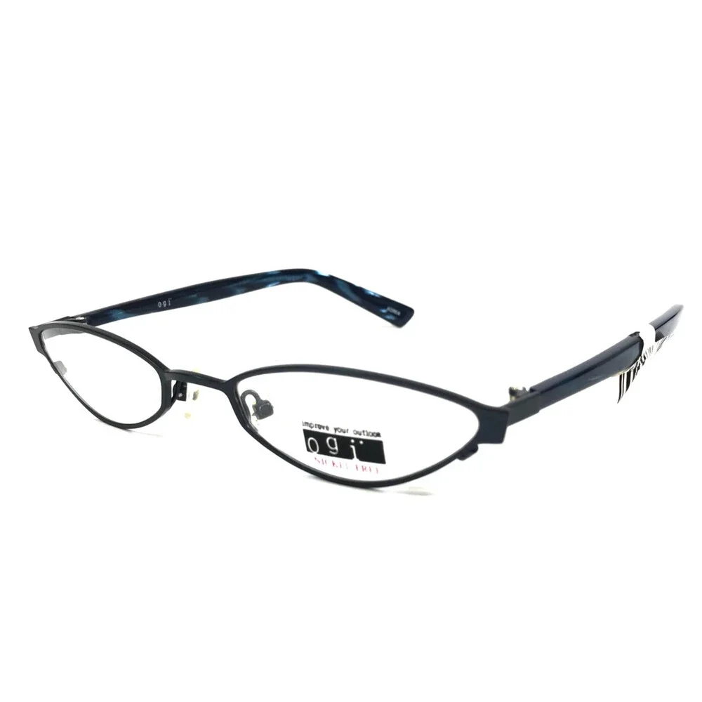ogi Petite Eyeglasses Frames 9018 COL. 57 Dark Blue Cat Eye Wire Rim 50-19-135